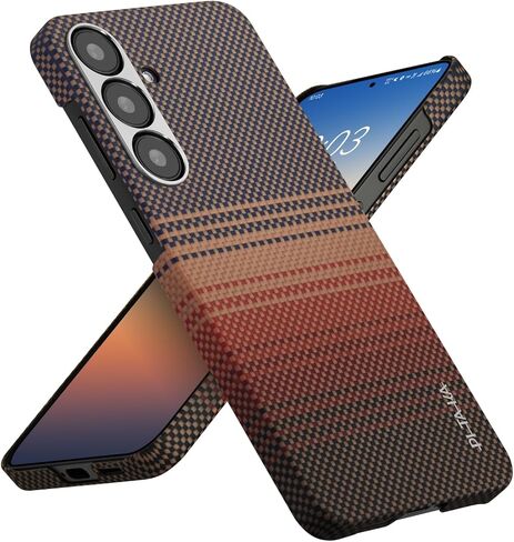 Pitaka لحالة S25 ، 6.2 بوصة ، متوافقة مع Magsafe ، Slim & Light Samsung Galaxy S25 Case ، 600D الألياف Aramid مصنوعة [حالة سائلة للغاية - أسود/رمادي] in Kuwait
