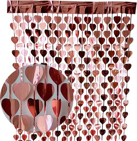 Prudance 2Pcs Red Heart Foil Fringe Curtain,Sequin Love Heart Curtain Photo Backdrop Props Suitable for Birthday Party Valentine's Day Bachelorette Engagement Wedding Decor.(3.3 x 6.6 Ft) in Kuwait