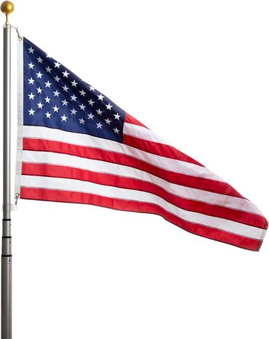 Liberty Telescoping Inground Flag Pole Kit for Outdoors-Winds to 130 Mph. Dual Flag Pole Holder for Outside House-Made in USA-Includes Pole Flag Ground Sleeve Hardware (17 Ft.) in Saudi Arabia