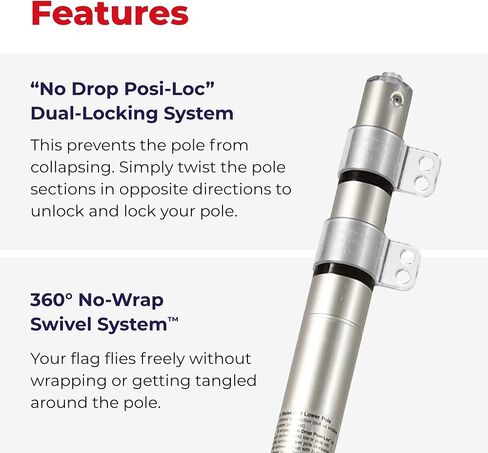 Liberty Telescoping Inground Flag Pole Kit for Outdoors-Winds to 130 Mph. Dual Flag Pole Holder for Outside House-Made in USA-Includes Pole Flag Ground Sleeve Hardware (17 Ft.) in Saudi Arabia