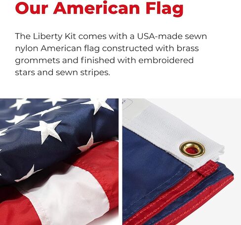 Liberty Telescoping Inground Flag Pole Kit for Outdoors-Winds to 130 Mph. Dual Flag Pole Holder for Outside House-Made in USA-Includes Pole Flag Ground Sleeve Hardware (17 Ft.) in Saudi Arabia