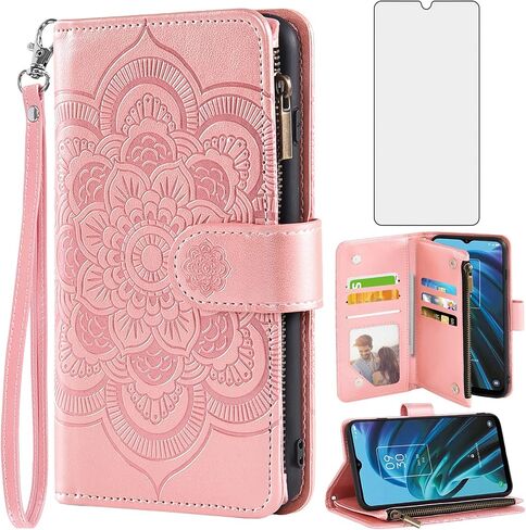 حالة الهاتف ASUWISH لـ TCL 30XE/30V/4X/20AX/20A/20R/BREMEN 5G WALLET WALLE مع واقي شاشة زجاجي مقسى و FLIP CREDIT CARD CELL TLC T601DL 30 XE XE5G V 20 AX R A in Saudi Arabia