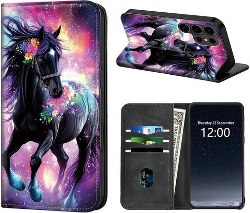 Phone Case Wallet for Samsung Galaxy S25 Ultra, Blue Moon Butterfly, RFID Women Approved Cell Phone Wallet with 3 Card Slots,Flip PU Leather Magnetic Closure Cover for Galaxy S25 Ultra in Kuwait