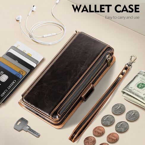 Antsturdy لهاتف iPhone XR حافظة محفظة 【RFID Blocking】 حافظة هاتف من جلد البولي يوريثان للنساء والرجال غطاء واقٍ مضاد للصدمات مع حزام معصم وجيب بسحاب وفتحات لبطاقات الائتمان، لهاتف Apple XR، أحمر نبيذي in Saudi Arabia