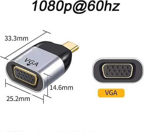 USB C إلى محول VGA VGA إلى محول شاشة Cable Type C -type لجهاز الكمبيوتر اللوحي المحمول 1080P 60Hz in Kuwait