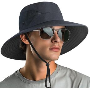 NPQQUAN Ponytail Sun Bucket Hats for Women Men Wide Brim UPF 50+ Fishing & Beach Hats