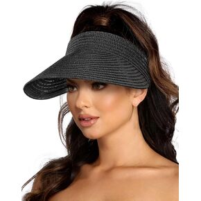 Sun Visor Hats for Women,Beach Sun Hats UPF50+ UV Protection Straw Sun Beach Visor Summer Hats Packable