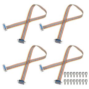 MECCANIXITY 4 Pcs IDC Rainbow Wire Flat Ribbon Cable DB25 Male to DB25 Female 11.8 Inch Length 2.54mm Pitch Breadboard Jumper Wires for Electronic Projects