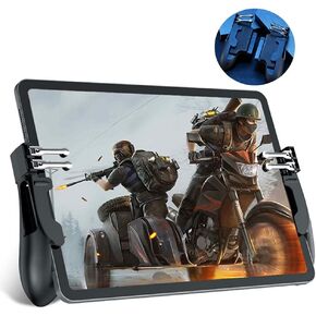 PUBG Controller for Tablet 4 Triggers [6 Finger Operation] Sensitive Shoot Aim Trigger Gamepad Grip, Support 10-12.9 inch iPad & Tablet (Thickness < 10mm), Black