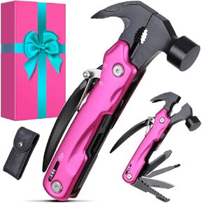 Mothers Day Mom Gifts for Mom Wife Daughter - Gifts for Women, Mothers Day Birthday Gift for Woman - Stocking Stuffers for Women, Christmas Woman Gift from Daughter, Son - Pin’k Multitool Hammer