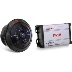 Pyle Amplified Wireless Bluetooth Audio Controller - Waterproof Rated Receiver, Remote Control w/USB, AUX - Pyle PLMRBTRD2 & 4-Channel Marine Amplifier Receiver & Other Watercraft - PLMTR4A