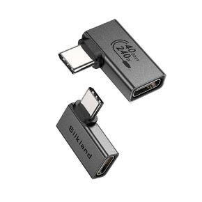 Silkland USB 4 Cable for Thunderbolt 4 Cable Right Angle 3.3FT and 90 Degree USB C Right Angle Adapter 2 Pack