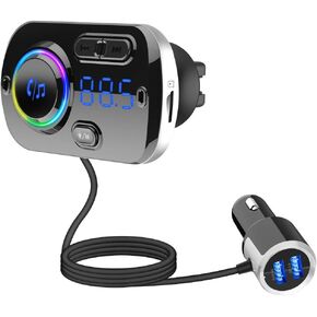 Bluetooth 5.0 Car Audio Transmitter | 20W PD Type-C & QC3.0 USB الشحن السريع ، الاتصال الخالي من اليدين ، RGB Ambient Light ، TF Card و FM Transmitter لتجربة صوت السيارة المحسنة