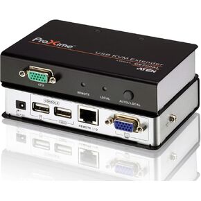 ATEN CE700A Console Extender USB VGA KVM Extender CAT5 up to 500ft - Built in ESD - Includes 2X Power Adapters for Local and Remote Unit, KVM Cables and Rack Mount kit