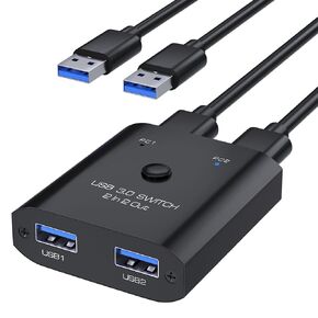USB 3.0 Switch 2 in 2 Out, USB Switcher 2 Computers Sharing Keyboard Mouse Printer Scanner, USB switcher, Keyboard Mouse Switch, 2 Port USB Selector with 2 USB 3.0 Cables, Printer Splitter