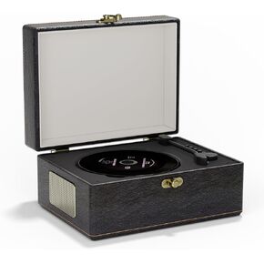 Vintage Portable CD Player with Bluetooth Connectivity, Leather Exterior