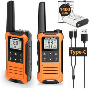 Walkie Talkies Long Range for Adults, Rechargeable Walkie Talkie Baofeng F22 FRS Radio Walky Talky Family Walkie-Talkie with 1400 mAh Battery USB Charger for Hiking Camping Trip (2 Pack)