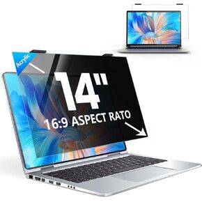Laptop Privacy Screen 14 inch, 9H Hanging Privacy Screen for Laptop for 16:9, Acrylic HD Eye Protection Anti Glare Blue Light Laptop Screen Privacy Filter