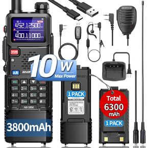 BAOFENG Ham Radio10W Radio Long Range AR-5RM Handheld Two Way Radio NOAA Weather Receiver 5RM Rechargeable Long Range Walkie Talkies Copy Frequency 999CH with USB Charger 3800mAh Battery Speaker Mic