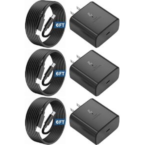 2025 New 45W Super Fast Charger USB C Android Phone Charger Fast Charging Replacement for Samsung Galaxy S25/S25 Ultra/S25+/S24 Ultra/S24/S24+/S23 Ultra/S23/S22/S20/S21/Note 10,Galaxy Tab, 6ft C Cable