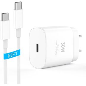 30W USB C FAST ARCHER COMPATION IPhone 16/16 Plus/16 Pro/16 Pro Max/iPhone 15/15 Pro Max/iPad Pro/AirPods ، PD USBC Fast Charging Clock Wall Slabe مع كابل من النوع C إلى C من النوع C إلى C ، 2 Pack in Kuwait