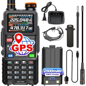 BAOFENG 5RH PRO GPS 10W Ham Radio (Upgrade of baofeng 5RM) Long Range Handheld Two Way Radio NOAA Weather Receiver Rechargeable Walkie Talkies with USB-C Charging 2500mAh Battery