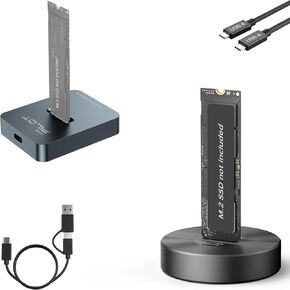 40Gbps USB 4 M.2 NVMe SSD to USB C Docking Station + M.2 NVMe & SATA to USB C Docking Station 10Gbps M.2 Reader Adapter SSD Dock Pilot C50D-R + Pilot SD03 Alloy