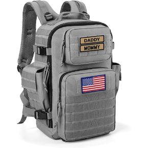 SHARKMOUTH Diaper Bag Military for Men - Large Baby Backpack with Changing Pad for Active Dad - Insulated for Outdoor Travel Camping Park Trips Black