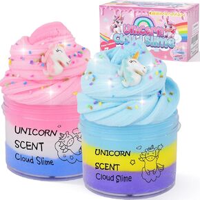 Unicorn Cloud Slime 2 Pack, Scented Slime Kit Toys, Cute Preppy Stuff for Kids Girls Boys, Cool Teen Girls Birthday Gifts Party Favors Stocking Stuffers