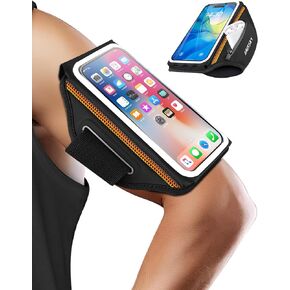Running Phone Armband with Earphone Holder - 3D Design Cell Phones Armband for iPhone 16/15/13 Pro/Plus & S24/S20, Water Resistant Sports Holder with Key Slot - Ideal for 6.9" Phones
