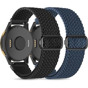 Sunnyson 2 Pack Braided Flastic Sciency متوافق مع Garmin Venu 2/ Garmin Venu 3/ Garmin Vivoactive 4،22mm watch band nylon straps straps wristband for women men men