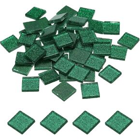 MECCANIXITY Mosaic Tiles, Glass Tiles, Shine Crystal Mosaic Glass Pieces Bulk Square Glitter Crystal Mosaic Tiles 2 x 2cm for Home Decoration, DIY Crafts, Pack of 50(200g, Dark Brown)