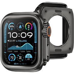 Suitisbest Metal Case Compatible with Apple Watch Ultra 2/Ultra 49mm with Screen Protector, Shockproof Protective Rugged Bumper Case + 9H Tempered Glass Screen Protector + Back Cover [Waterproof]