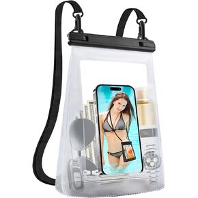 2L Waterproof Phone Pouch for Cruise Essentials 2025, Waterproof Bag Floating for Beach Vacation Essentials Cruise Ship, IPX8 Large Crossbody Dry Bag for iPhone 16 15 14 13 12 11 Pro Max Galaxy Black