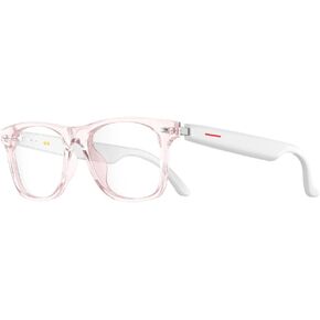 Bluetooth Sunglasses, Smart Bluetooth Glasses for Women,Voice Control,Open Ear Style, Listen Music and Calls (Clear Lens with Pink Frame)