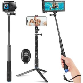 Selfie Stick, Extendable & Portable Bluetooth Phone Selfie Stick, Underwater Diving Surfing Swimming Waterproof Video Recording Compatible with iPhone/Android All Cellphones and Gopro AKASO etc.