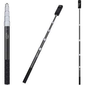 59" Invisible Selfie Stick for Motorcycle Car POV Action Cameras Smartphones Lights&Microphone Boom Pole Bearing Aluminum Lock Design for Stable Riding Shots (39-146cm Adjustable)