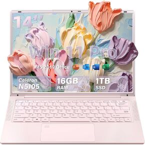 2-in-1 Mini Laptop: 10.95" 2K FHD IPS Touchscreen, In tel N95 CPU, 16GB DDR5 RAM, Ultra-Thin Metal Body, Win 11 PC, Full-Function Type-C, Cooling Fan, Fingerprint, Backlit Keyboard (16G+1T SSD)