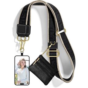 Nipichsha Crossbody Phone Strap with Wallet, Clip and Go Strap for Phone with Wallet, Adjustable Crossbody Cell Belt with Zippered Pouch, Neck Shoulder Cell Lanyard for Women, Pink Leopard