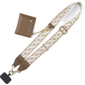 Diaclara Clip and Go Strap for Phone with Wallet, Stylish Crossbody Adjustable Strap Anti Theft Phone Lanyard with Leather Wallet for Women, Gray Brown