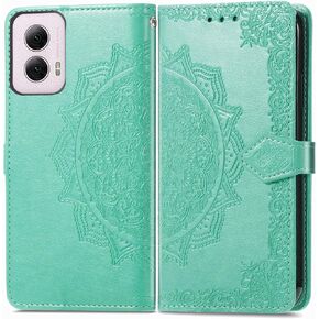 علبة محفظة مع Motorola Moto Edge 5G 2024 مع حامل البطاقة PU Leather Leather مع Kickstand Meature Archproof Protction Phone Case for Moto Edge 5G 2024. Mandala Black in Kuwait