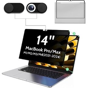 شاشة الخصوصية لـ MacBook Pro 14 بوصة M1/M2/M3/M4 (2021-2024) -A2918 A2992 A2442 A2779 ، واقي كمبيوتر قابل للإزالة للضوء الأزرق ، ومرشح مرشح شيل.