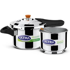 Ultra 3-Liter Duracook Dietcooker Stainless Steel Outer Lid Pressure Cooker with Starch Remover