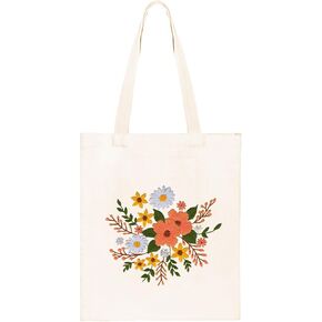 Huacan Embroidery Canvas Bag Kits for Adults Beginner Stamped Flowers Pattern DIY Cross Stitch Printed Flower Stitching Sewing Kit