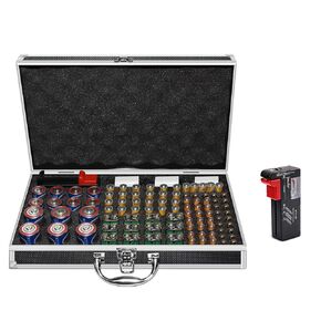Hard Battery Organizer Storage Box - Holds 100+ Batteries + Battery Tester | Durable | Waterproof & Shockproof | Organize and Store AA AAA C D 9V Batteries (Diamond Panel, Black-1)
