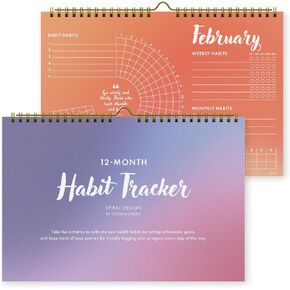 Habit Tracker Calendar for Daily, Weekly and Monthly Goals – Boost Productivity, Build Habits, & Stay Motivated – Chore Chart for Adults with Spiral Binding for Desk or Office (Plain Table)