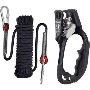 NewDoar CE Certified Right Hand Ascender 10mm Static Climbing Rope (Black/33ft/10M) Climbing Equipment Fire Rescue Rope