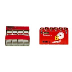 Scotch Transparent Tape, 4 Dispensered Rolls, Versatile, Clear Finish & Heavy Duty Packaging Tape, 1.88" x 22.2 yd, Designed for Packing, Shipping and Mailing, Strong Seal on All Box Types, 1.5" Core