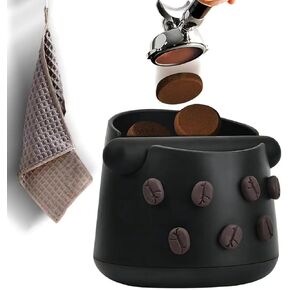 Coffee Knock Box Espresso Knock Box Coffee Grounds Container Disposal Removable Knock Bar and Non-Slip Rubber Base Espresso Machine Accessories 1barista cloth 1Knock Box Brown JDHAVMOS