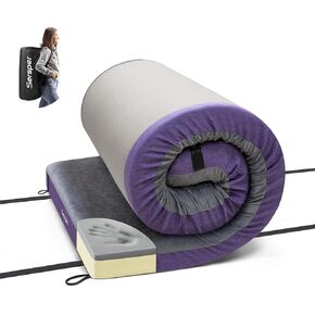 Sersper 4 Inch Bamboo Charcoal Memory Foam Camping Mattress, CertiPUR-US Sleeping Pad, Portable Roll-Up Sleeping Mat for Travel, Car Camping, Twin Size